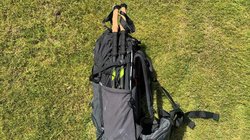 Gear attached to a backpack