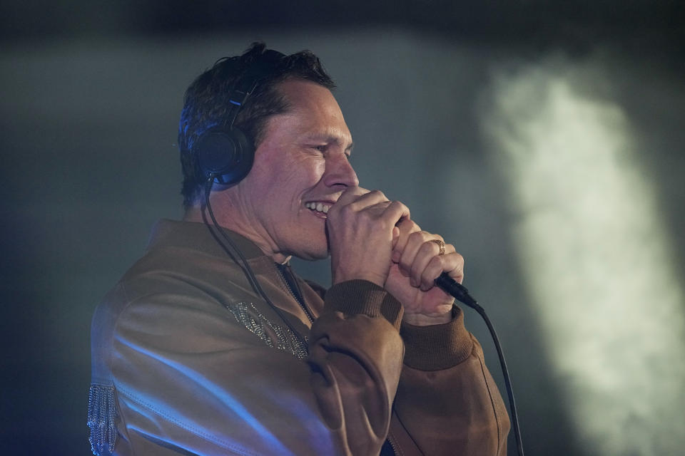 Tiesto performs during an opening ceremony for the Formula One Las Vegas Grand Prix auto race, Wednesday, Nov. 15, 2023, in Las Vegas. (AP Photo/Darron Cummings)