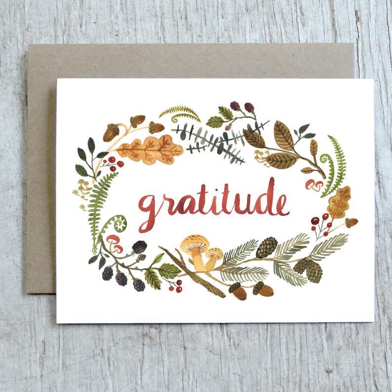 1) Gratitude Watercolor Card