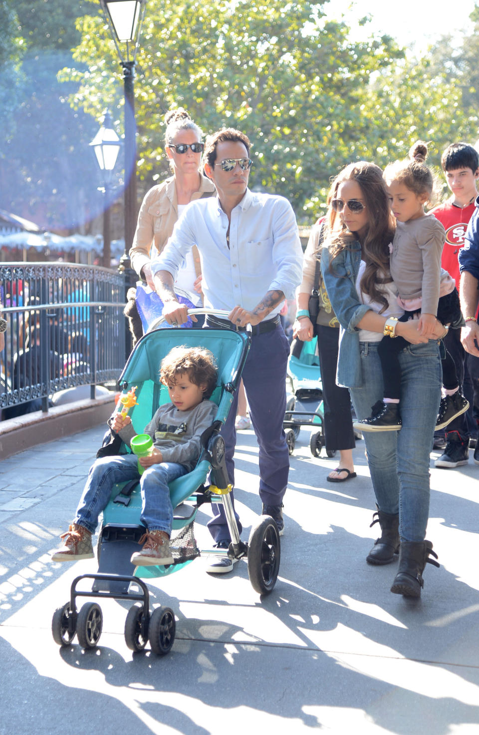 Marc Anthony with his twins Max and Emme and Mark's new girlfriend Chloe Green sighting at Disneyland February 26, 2013 in Anaheim, California.  (Jason Merritt / FilmMagic)