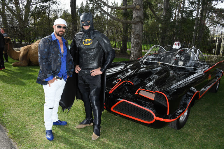 <p>There was a real-life, mint-condition Batmobile at the engagement party of 41-year-old Jeremy Bieber, and you are correct in guessing it was the Adam West one. Here is Jeremy Bieber, who hired a stylist and said, "Make me look like a day-shift Atlantic City magician," pictured with Casual Friday Batman.</p>