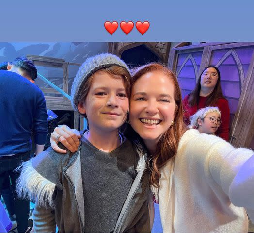 <p>Instagram/thesarahdrew</p> Sarah Drew poses with her son Micah