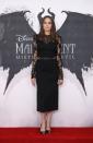 <p>The mother-of-six wore a vampy Alexander McQueen ensemble during a photocall for Maleficent: Mistress of Evil in London. </p>