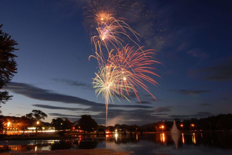 In this file photo, fireworks light up the night sky.
