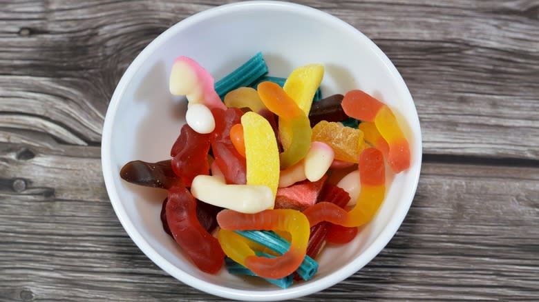 A bowl of gummy candy