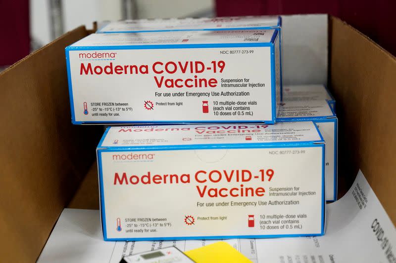 FILE PHOTO: Moderna's COVID-19 vaccine at the McKesson distribution center in Olive Branch, Mississippi