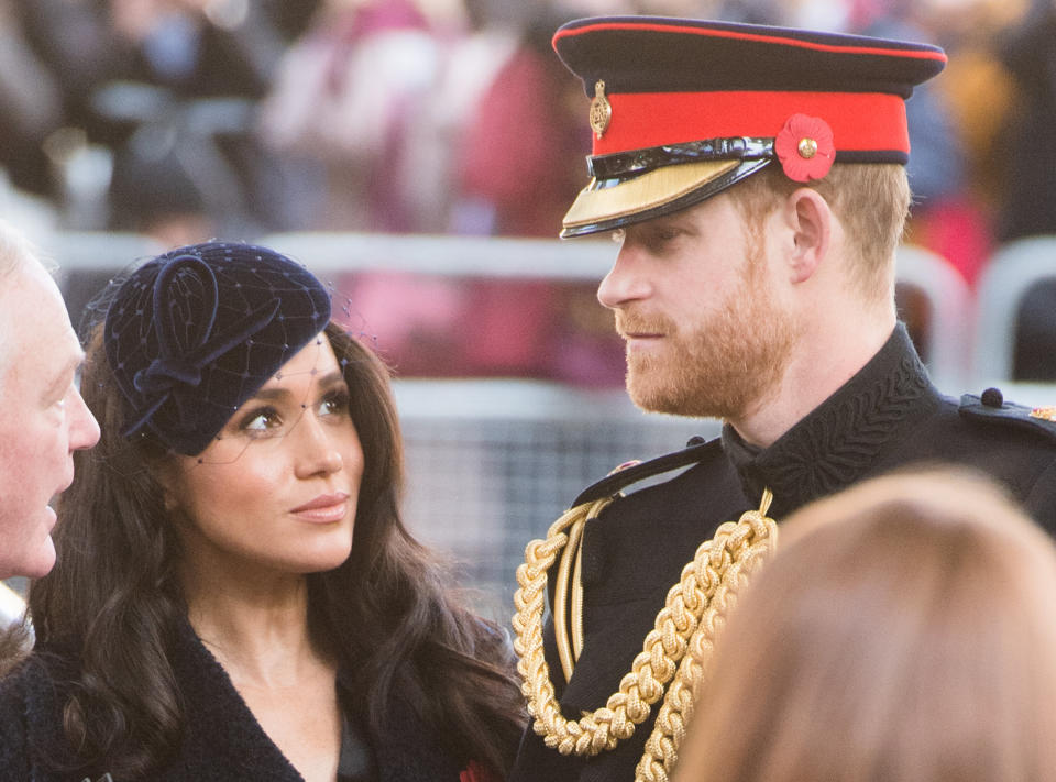 The Duke and Duchess of Sussex attend the 91st Field of Remembrance at Westminster Abbey on Nov. 7 in London.&nbsp;&nbsp; (Photo: Samir Hussein via Getty Images)