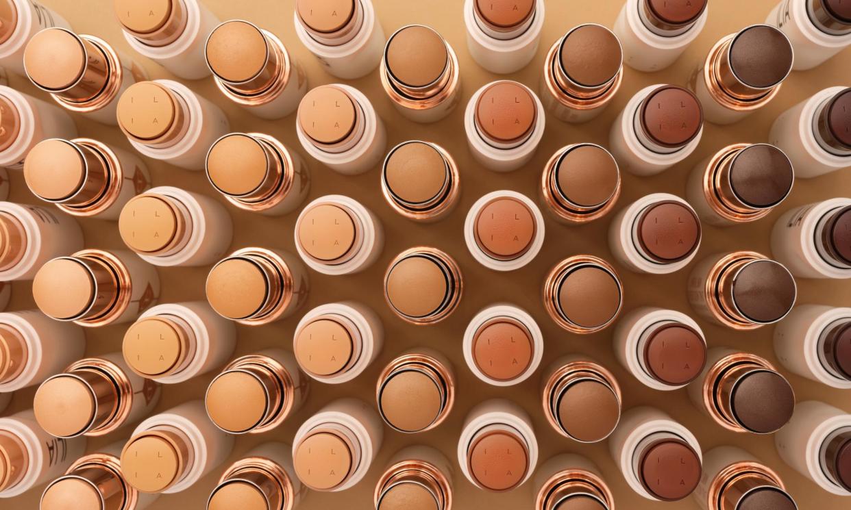 <span>Foundation sticks by Ilia and Charlotte Tilbury offer useful coverage but still look natural.</span><span>Photograph: Kellie French/The Guardian</span>