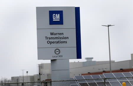 A sign for General Motors Warren Transmission Operations plant is seen in Warren, Michigan, U.S. November 26, 2018. REUTERS/Rebecca Cook