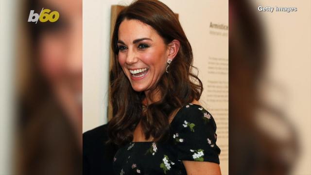 Kate Middleton Wears Gucci Lilac Blouse and Black Trousers to