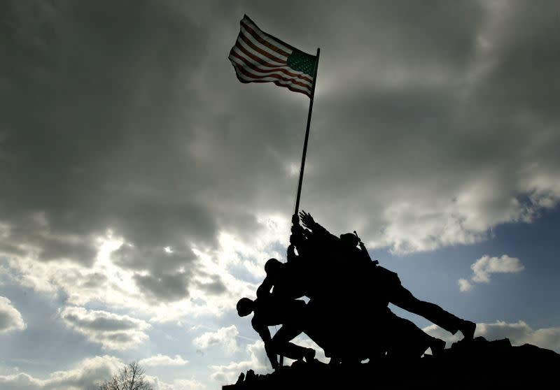 FILE PHOTO: The Iwo Jima memorial is shown under cloudy skies in Arlington