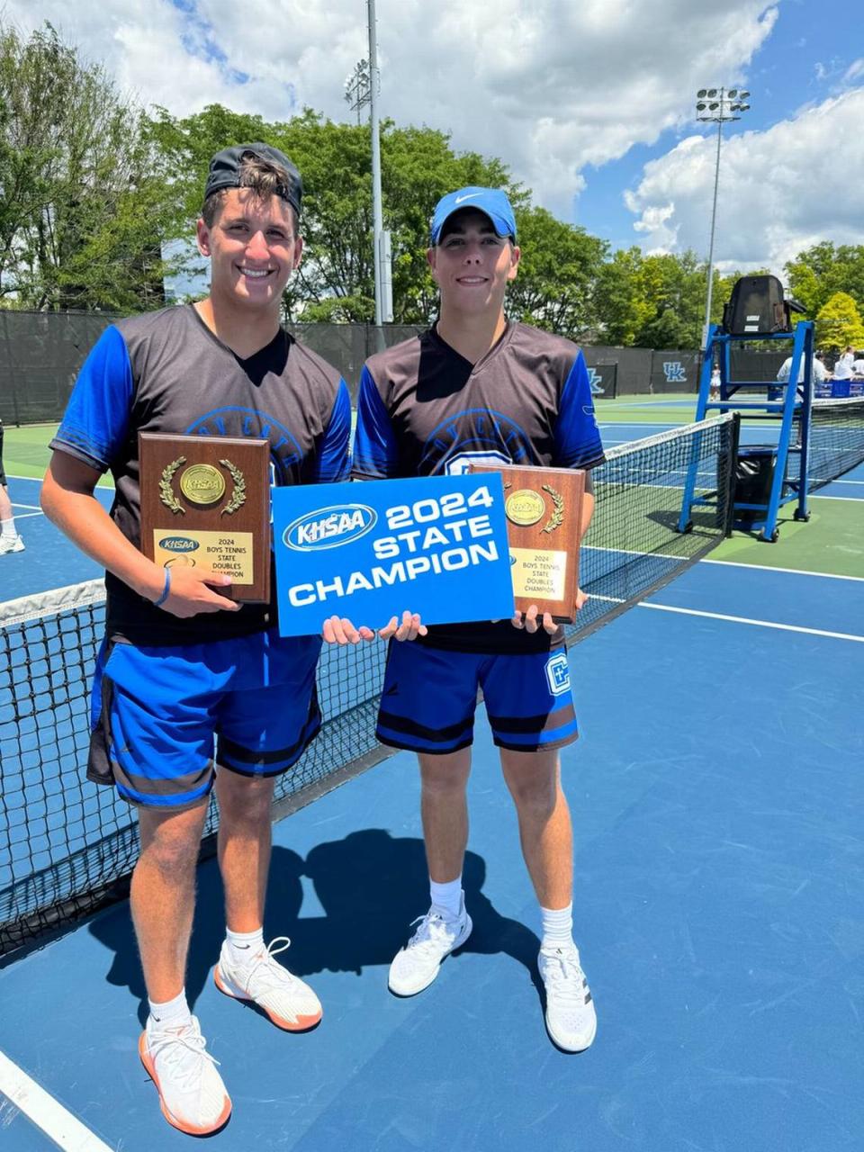 Kalei Christensen and Alex Yeager of Covington Catholic successfully repeated as boys’ doubles champions.