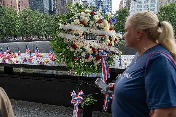 NEW YORK, NEW YORK - SEPTEMBER 10: People visit the 9/11 Memorial and Museum at the Ground Zero site in lower Manhattan as the nation prepares to commemorate the 22nd anniversary of the attacks on September 10, 2023 in New York City. Monday will mark the 22nd anniversary of the September 11 terrorist attacks on the World Trade Center and the Pentagon, as well as the crash of United Airlines Flight 93. In total, the attacks killed nearly 3,000 people and commenced a global war on terror which included American led conflicts in both Iraq and Afghanistan.   (Photo by Spencer Platt/Getty Images)