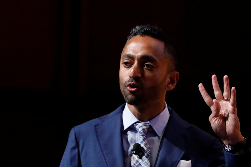 Chamath Palihapitiya, Founder and CEO of Social Capital, speaks during the Sohn Investment Conference in New York City, U.S., May 8, 2017. REUTERS/Brendan McDermid