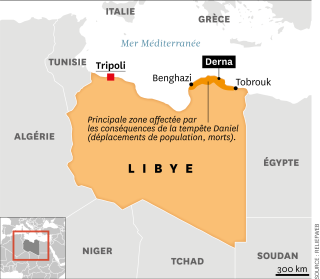 Le nord-est de la Libye, fortement touché par la tempête Daniel.. Courrier international d’après ReliefWeb