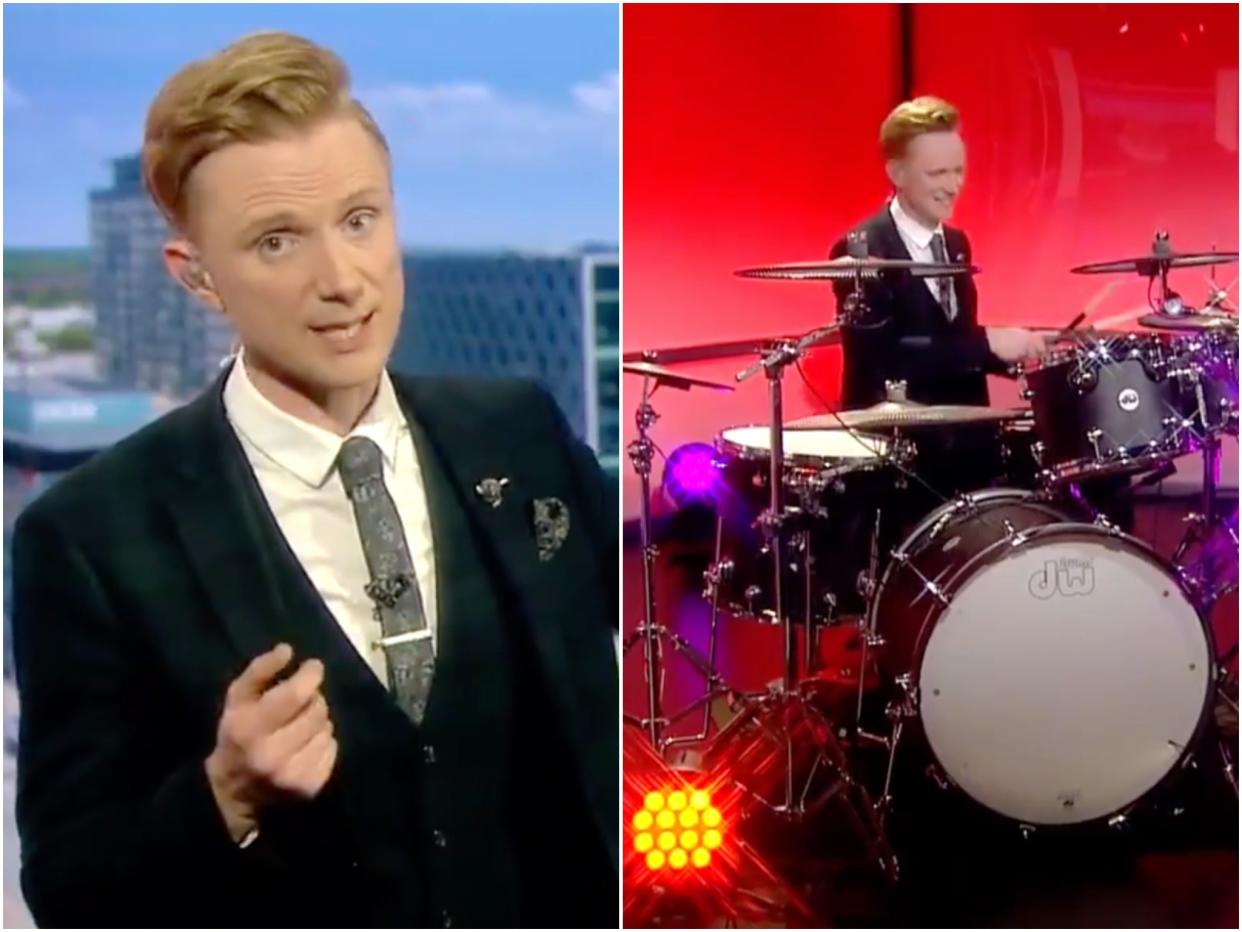 Evans treated audiences to a live drum performance of the BBC News theme (BBC North West)