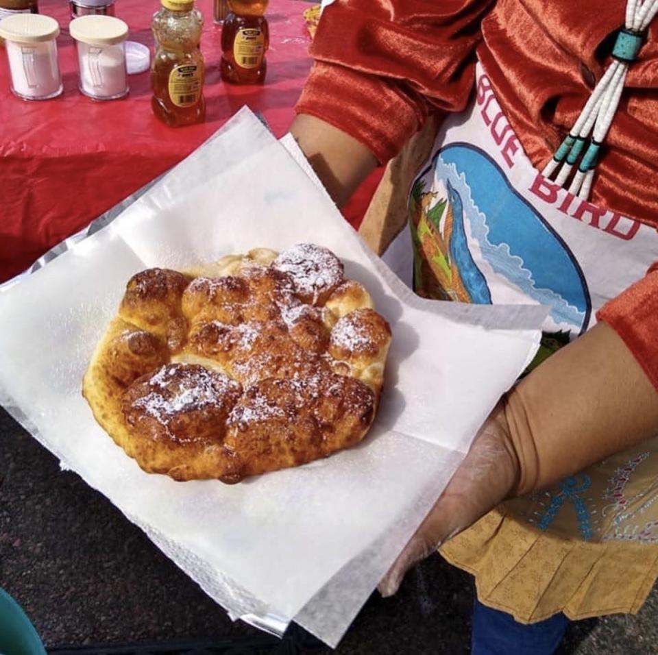 Val Hatathlie promises frybread like how grandma used to make it.