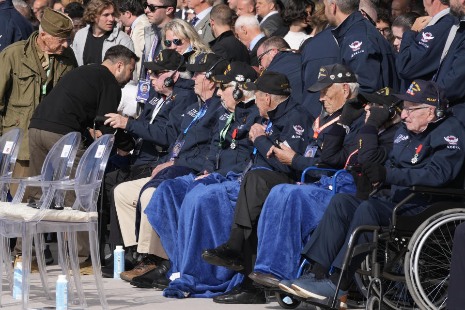 At DDay ceremony, American veteran hugs Ukraine's Zelenskyy and calls