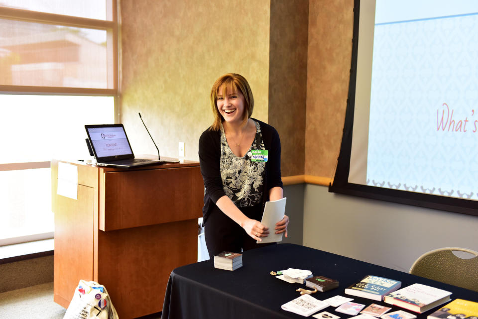 A photo of Lucash teaching at the New Jersey Trans Youth Forum in May 2017.