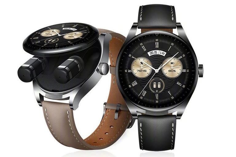 Huawei Watch Buds es un combo de reloj inteligente que permite guardar auriculares inalámbricos en su interior