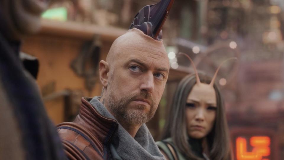 Kraglin and Mantis scowl at Drax in The Guardians of the Galaxy Holiday Special