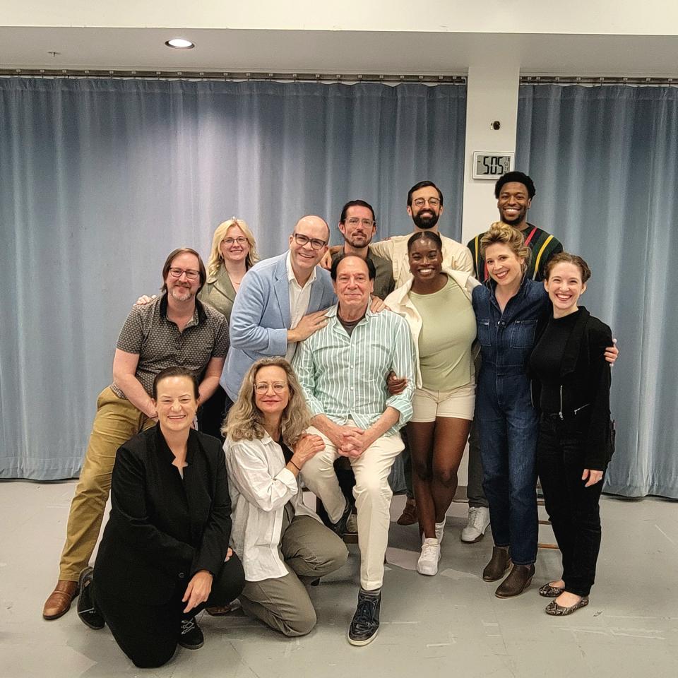 Playwright Ken Ludwig, seated center, and the cast of a workshop reading of his new play “Ken Ludwig’s Lady Molly of Scotland Yard,” which will have its world premiere at Asolo Repertory Theatre in the 2024-25 season. Producing Artistic Director Peter Rothstein, to his left, will direct.