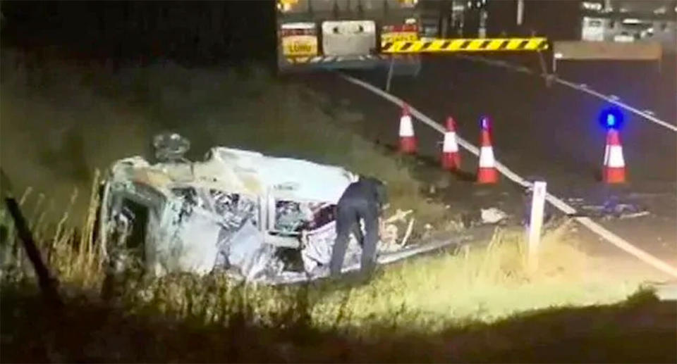 Forensic officers attend the scene of the crash in Kingaroy.