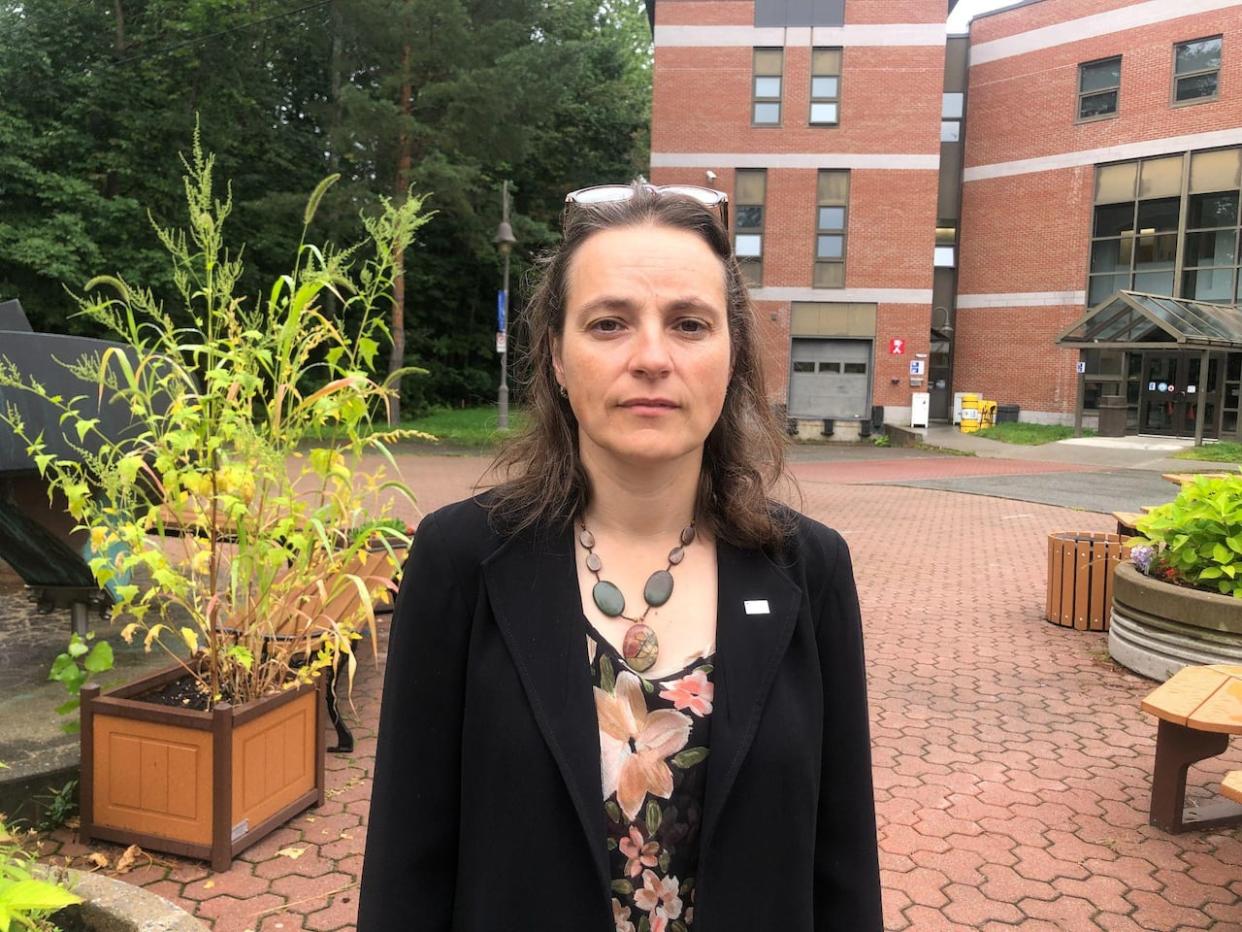 Nancy Beattie, pictured earlier last year, is facing allegations from current and former employees of Champlain College’s campus in Lennoxville, Que. They testified at a labour tribunal detailing allegations of conflict-of-interest and harassment.  (Zoé Bellehumeur/Radio-Canada - image credit)