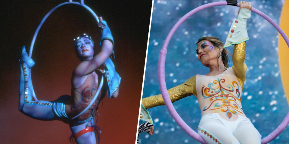 Savannah Guthrie is a Cirque Du Soleil Las Vegas performer on the TODAY show Halloween reveal. (Nathan Congleton / TODAY)