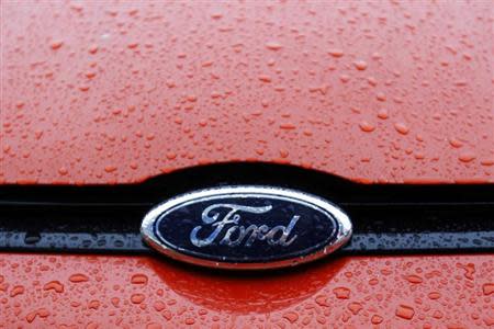 The Ford logo is seen on a vehicle at Ford car plant in Craiova, 230km (143 miles) west of Bucharest, October 29, 2012. REUTERS/Bogdan Cristel/Files