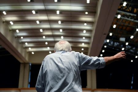 Senator Bernie Sander addresses his electoral delegates gathered at the Convention Center during the Democratic National Convention in Philadelphia, Pennsylvania, U.S., July 25, 2016. REUTERS/Bryan Woolston