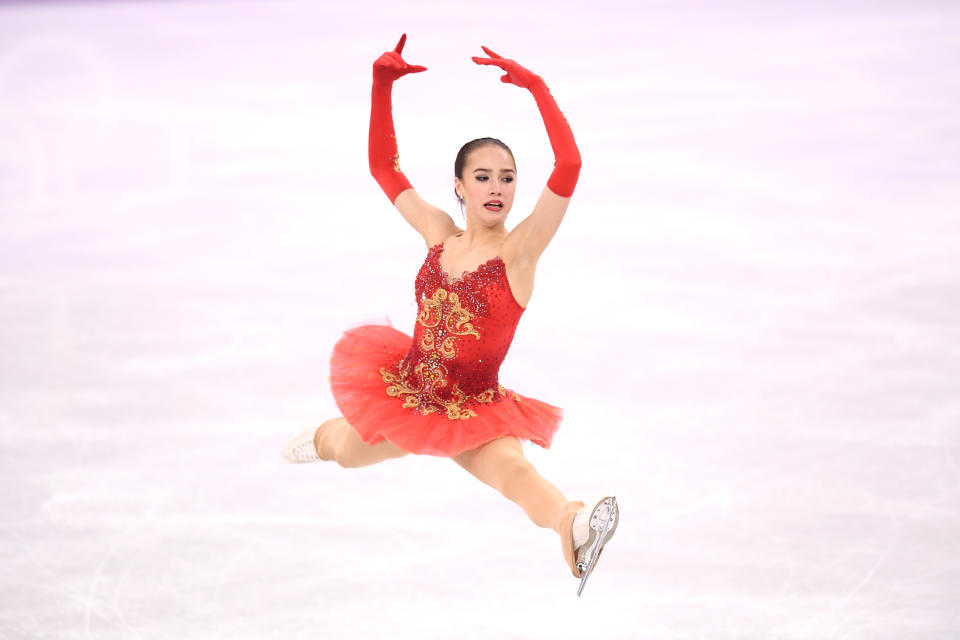 <p>Alina Zagitova of Olympic Athlete from Russia competes during the Ladies Single Skating Free Skating on day fourteen of the PyeongChang 2018 Winter Olympic Games at Gangneung Ice Arena on February 23, 2018 in Gangneung, South Korea. (Photo by Harry How/Getty Images) </p>