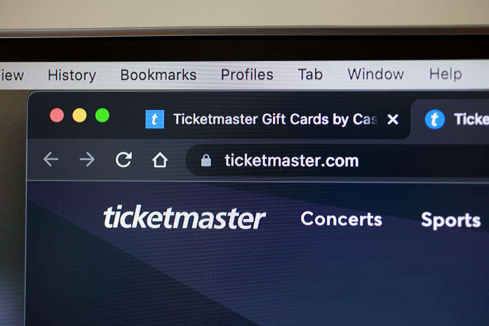 Ticketmaster home page