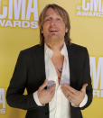 Keith Urban arrives at the 46th Annual Country Music Awards at the Bridgestone Arena on Thursday, Nov. 1, 2012, in Nashville, Tenn. (Photo by Chris Pizzello/Invision/AP)