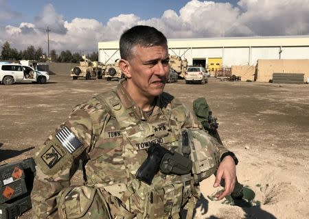 Commander of the U.S. led coalition, Lieutenant General Steve Townsend speaks during an interview with Reuters at a military base north of Mosul, Iraq, January 4, 2017. REUTERS/Mohammed Al-Ramahi