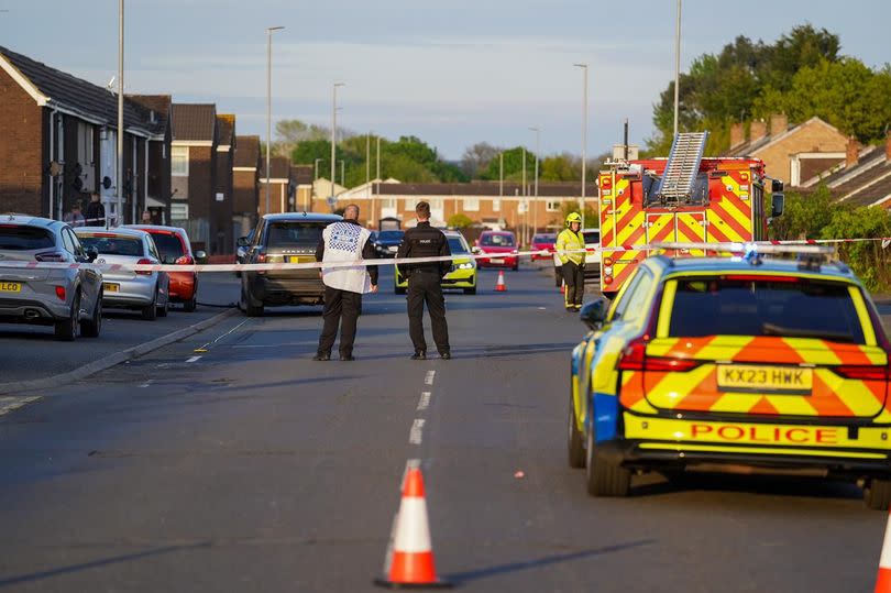 Emergency services on Cunningham Drive in Thornaby following a motorbike crash.