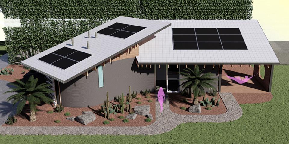 Das 3D-gedruckte kleine Haus der Woodbury University School of Architecture wird laut Rendering mit Solarzellen ausgestattet sein. - Copyright: Woodbury University School of Architecture