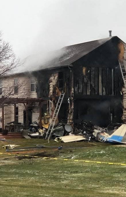 A plane crashed into a Lyon Township home on Saturday, Jan. 2, 2021.