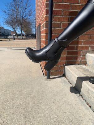 A pair of chunky ankle boots