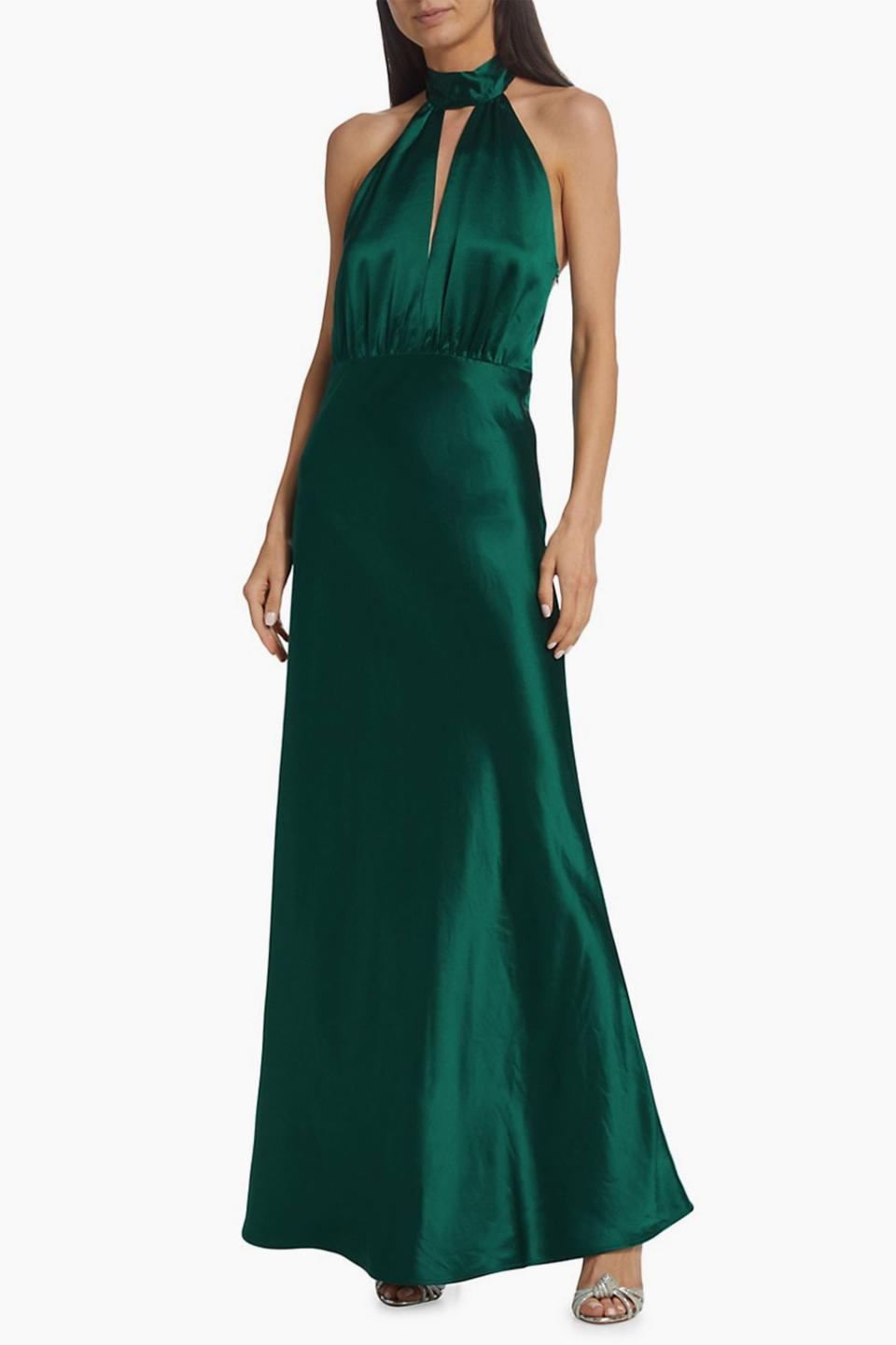 Silky Halter Cutout Gown