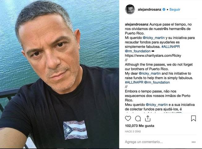  Alejandro Sanz, en una imagen de su Instagram