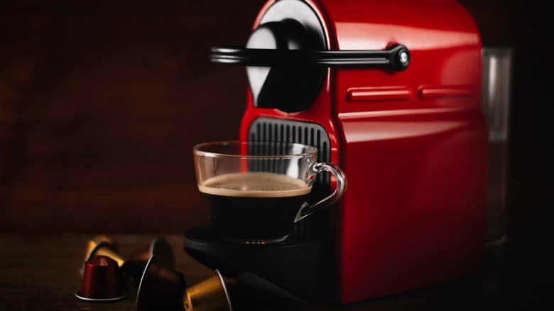 nespresso machine making coffee
