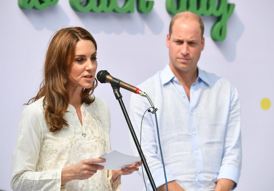 Kate even took the microphone for her <a href="https://people.com/royals/kate-middleton-gives-her-first-speech-of-pakistan-tour-including-an-impressive-greeting-in-urdu/" rel="nofollow noopener" target="_blank" data-ylk="slk:first speech of their five-day tour;elm:context_link;itc:0;sec:content-canvas" class="link ">first speech of their five-day tour</a>. The mom of three even sprinkled in some Urdu! “Assalam O Alaikum,” she said. “Iman, Ibrahim aur Daniyal apni salgirah pur bulanay ka bohat shukria.” (Translation: “Hello. Peace be upon you. Iman, Ibrahim and Daniyal, thank you for inviting us to your birthday celebration.”)