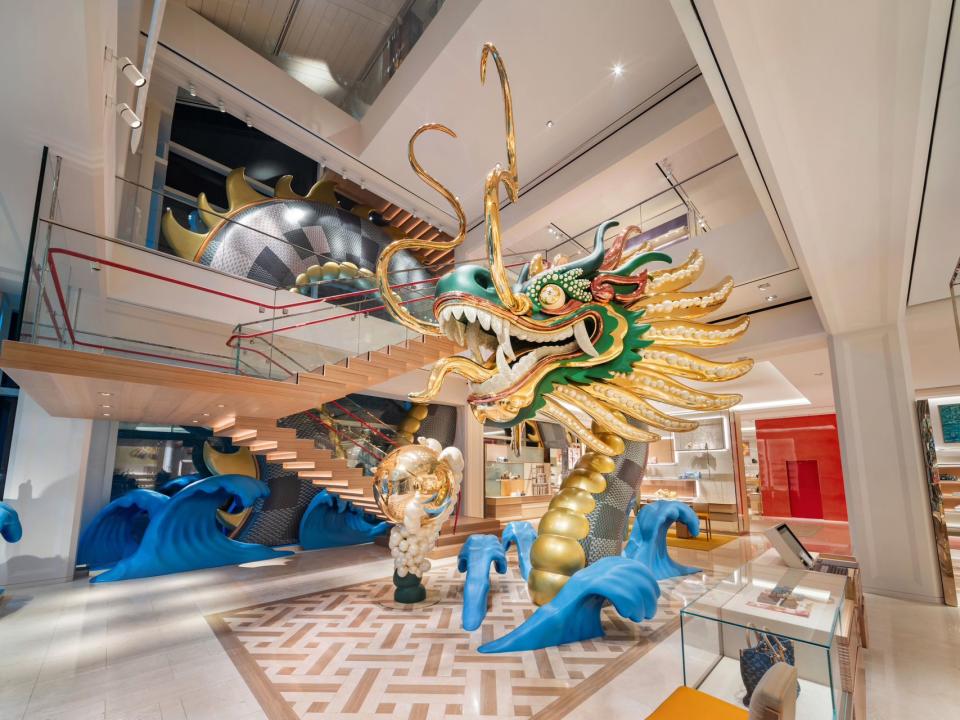 Louis Vuitton’s in-store dragon installation at Chengdu Taikoo Li.