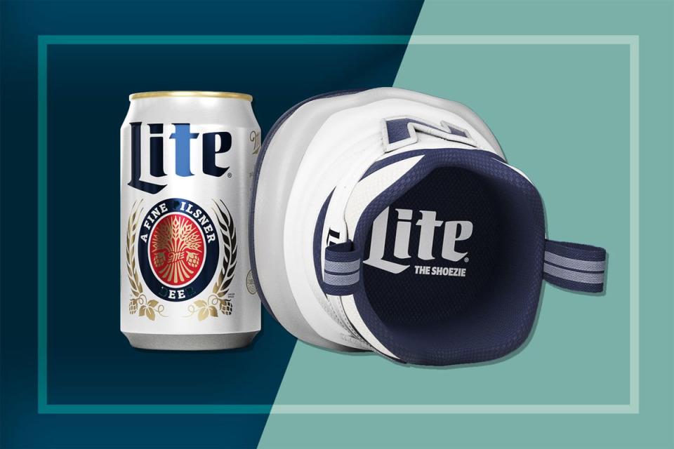 New Balance x Miller Lite shoe-shaped beer holder