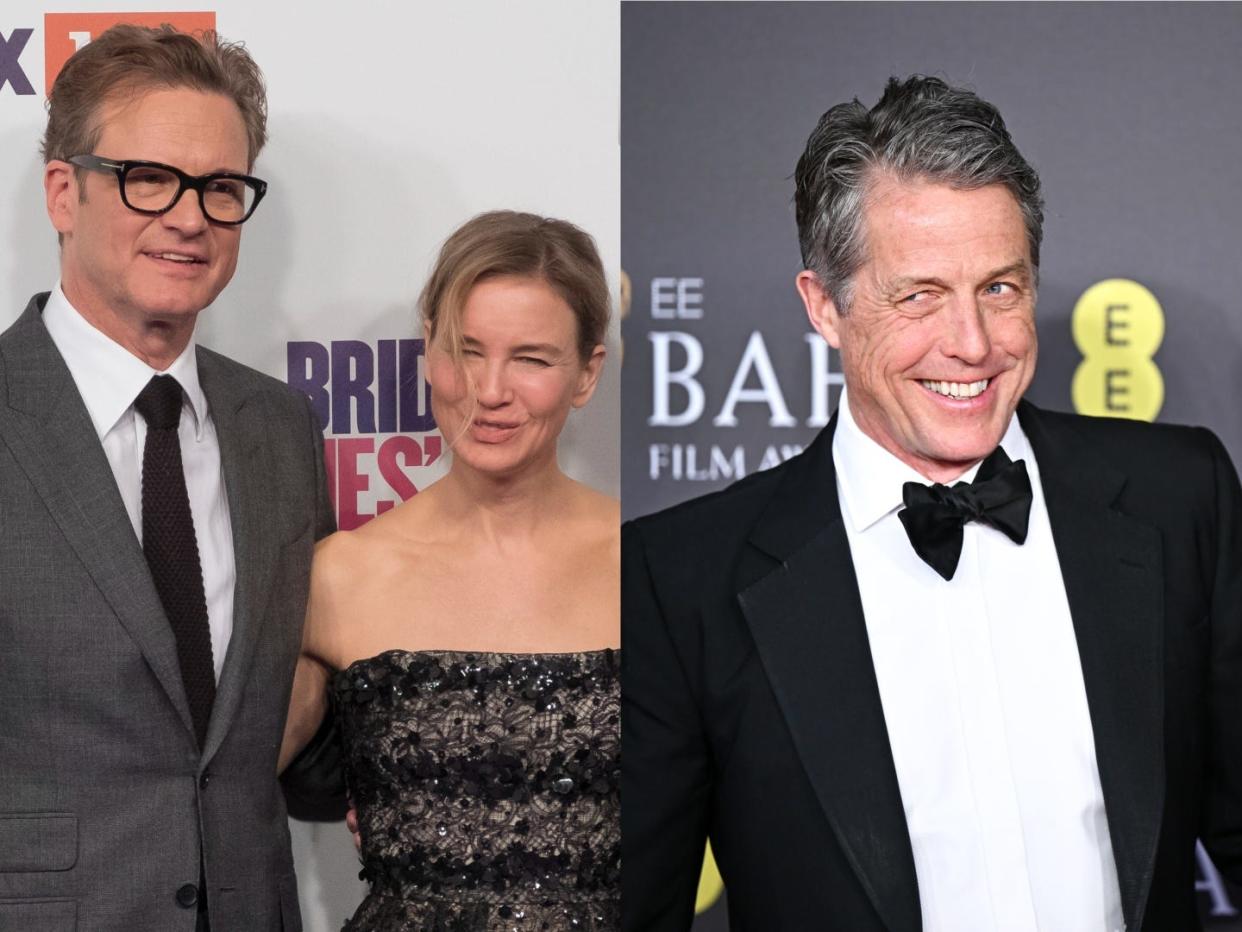 Colin Firth and Renée Zellweger in 2016 and Hugh Grant in 2024.