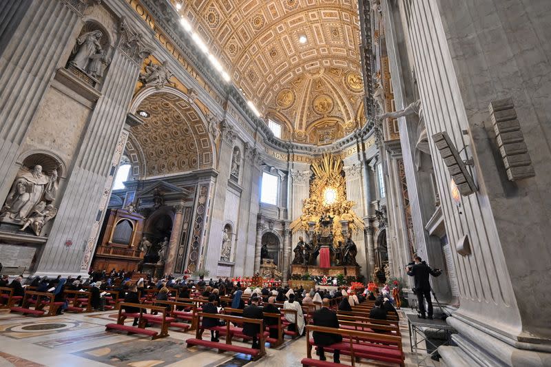 Pope Francis celebrates Good Friday Mass for the Passion of the Lord, at St. Peter's Basilica in the Vatican