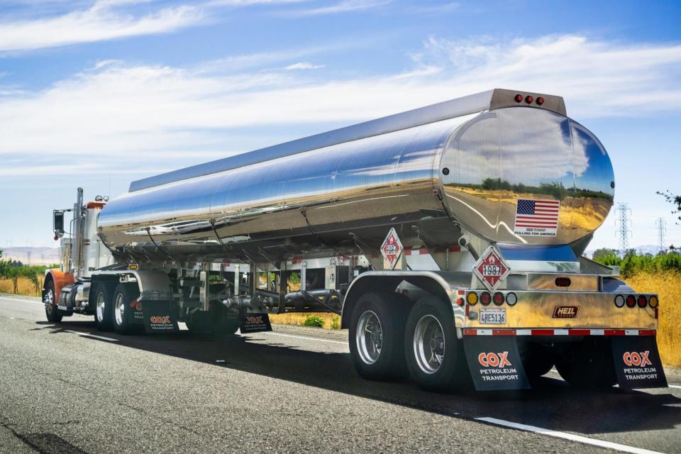 PHOTO: A fuel tanker drives on a highway in Tracy, California (Adobe Stock)