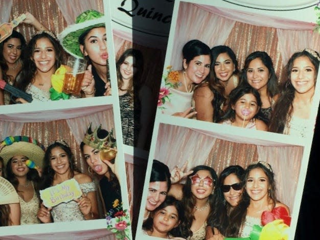 Photo booth strip of images from Melissa's cousin Hailey's quinceañera.