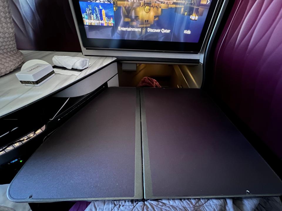 The tray table offered plenty of space to eat and drink.